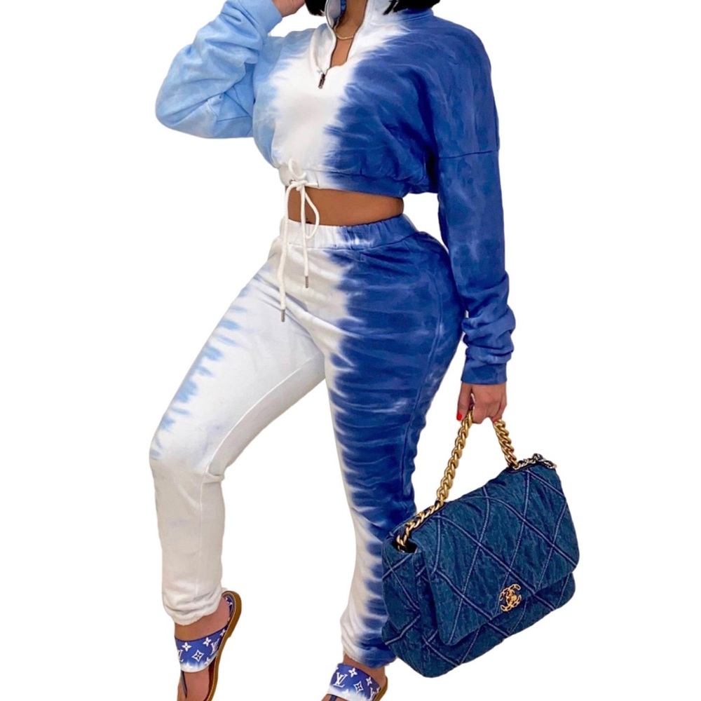 Denim and white ultra Soft sweatsuit
